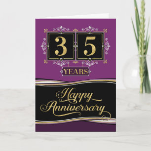 Cartão Employee Anniversary 35 Yrs Decorative Formal Plum