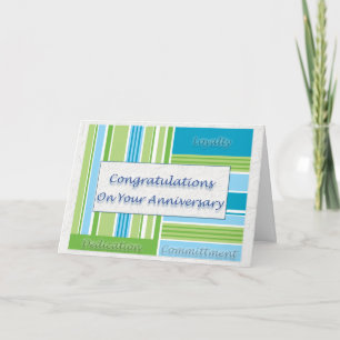Cartão Employee Anniversary Card Blue and Green