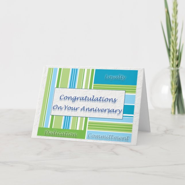 Cartão Employee Anniversary Card Blue and Green (Frente)