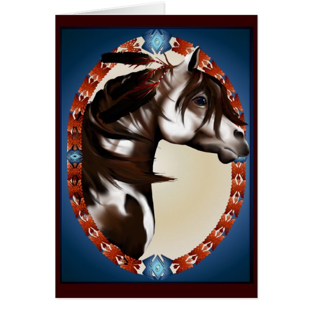 Cartão emplumado do cavalo da pintura (Frente)