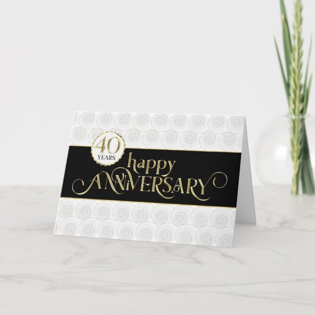 Cartão Empregado 40º Aniversário - Preto Prestigioso Dour (Frente)