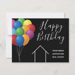 Cartão Empresa de Imóveis Balões de Aniversário Personali
