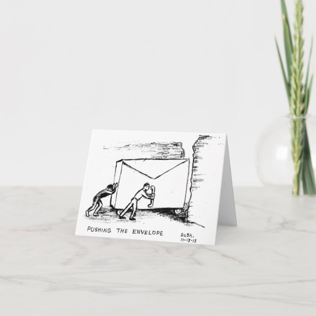Cartão Empurrando o envelope — placa de nota (Frente)