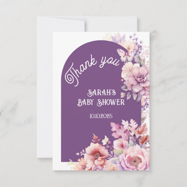 Cartão Enamore-se outono floral bebê floresça obrigado (Frente)