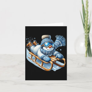 Cartão Encantado esqui Snowman Winter Sports Season Xmas