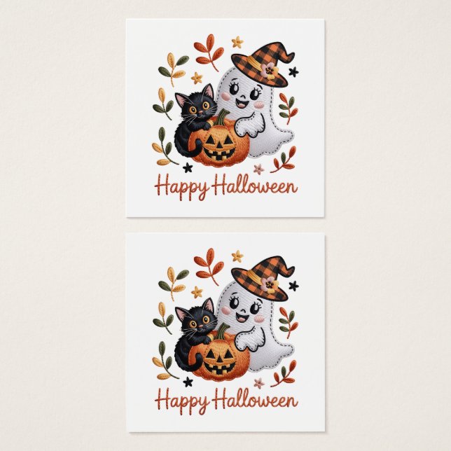 Cartão Encantador de Saudação do Halloween - Embr  (Frente & Verso)