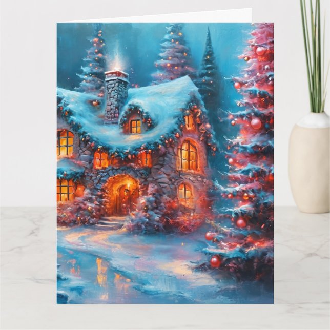 Cartão Encantando Algodão de Pedra de Natal (Frente)