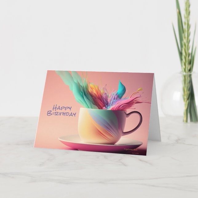 Cartão Encantando o Birthday Fantasy Pastell Divertimento (Frente)