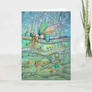 Cartão Enchanted Forest Cute Fairy and Mushrooms Art