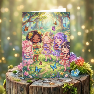 Cartão Enchanted Forest Girl's Birthday Party | Color Me