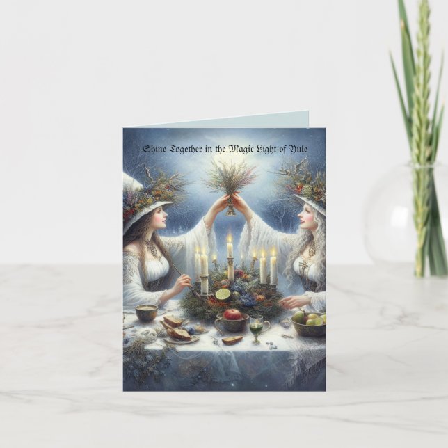 Cartão Enchanted Yule Celebration Flat Holiday Card (Frente)