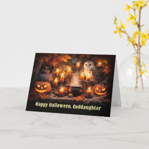 Cartão Encomenda Feliz Halloween com uma bela coruja para