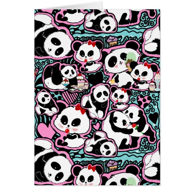 Cartão Encontra O Panda! Panda Doodles (Frente)