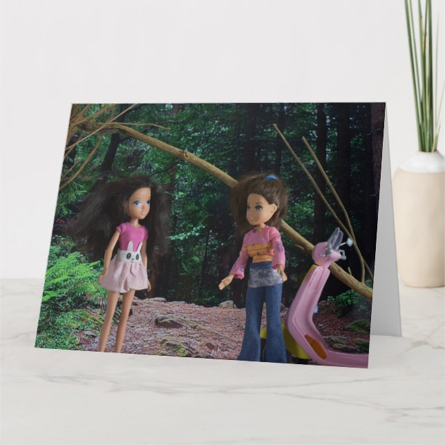Cartão Encontrar minha irmã na floresta (Frente)