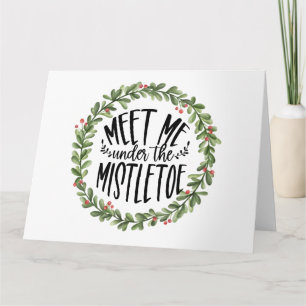 Cartão Encontre-me sob a camada Mistletoe Watercolor