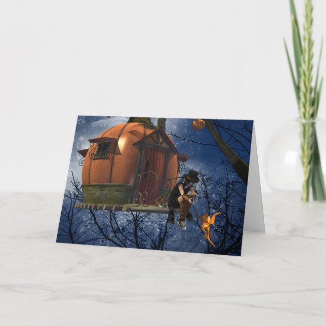 Cartão Encontro de Criatura do Dia das Bruxas (Frente)