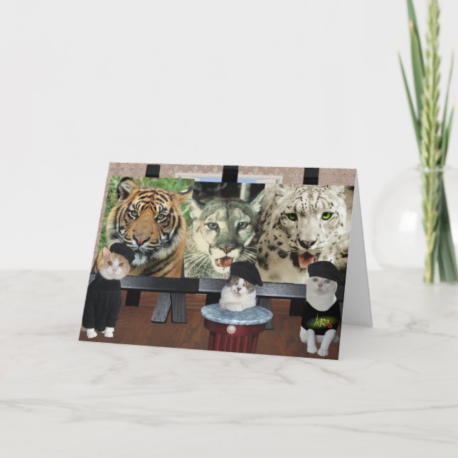 Cartão Encorajamento a artistas de gatos/Gatinhos engraça (Frente)