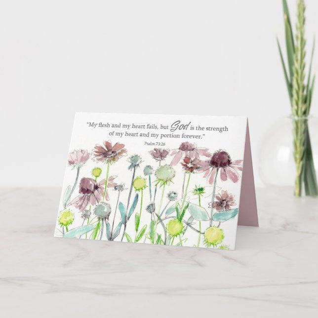 Cartão Encorajamento Deus Te Ama Escritura Salmo Flor (Frente)