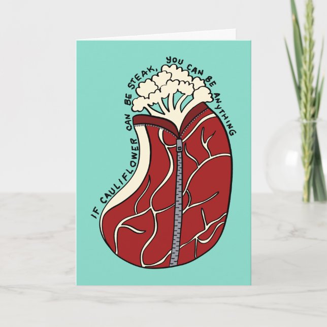 Cartão Encorajamento Engraçado da Cauliflower Steak (Frente)