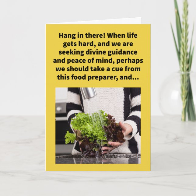 Cartão Encorajamento Entusiasmado por Alfaces Funny Pun (Frente)