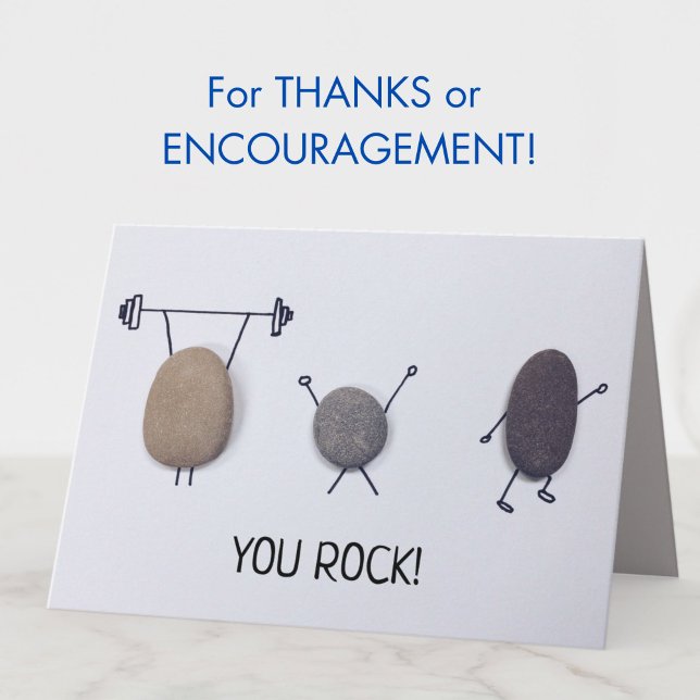 Cartão Encorajamento "You Rock" Engraçado ou Obrigados (A fun pun "You Rock!" card for thanks, encouragement, or just because. Blank inside.)