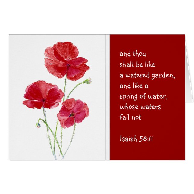 Cartão Encorajar Escritura Promessa Isaiah Poppy Garden (Frente Horizontal)