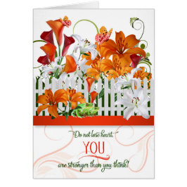 Cartão Encorajar Jardim de Lírios com Borboletas