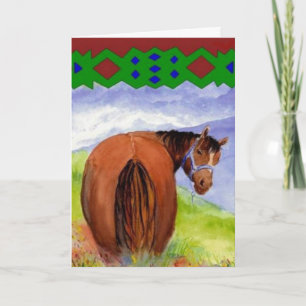 Cartão Encorajar o Humor com Cavalo de Aquarela