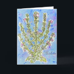 Cartão Encoraje-me "Shalom"<br><div class="desc">Este cartão "Shalom" EnIncentiveMe apresenta a fábrica de Salvia Palaestina na Terra de Israel. Diz-se que Deus baseou o poste do ouro no tabernáculo nesta única e bela planta. O cartão é vazio na dentro para seus próprios sentimentos com um delicado toque de folhas na parte inferior direita.</div>