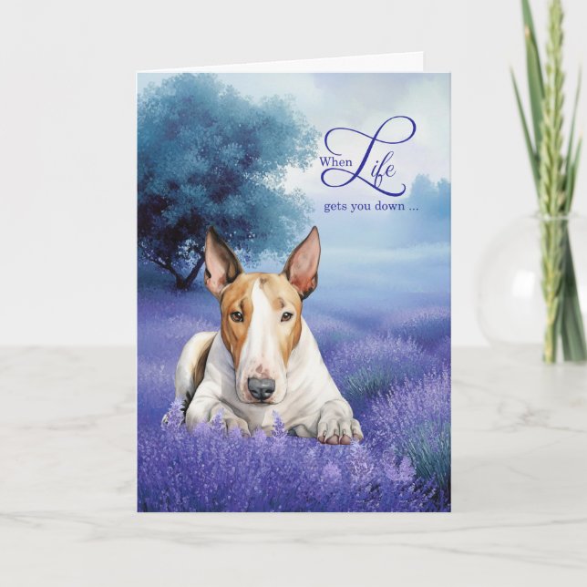 Cartão Encouragement Bull Terrier Dog Lavender Meadow (Frente)