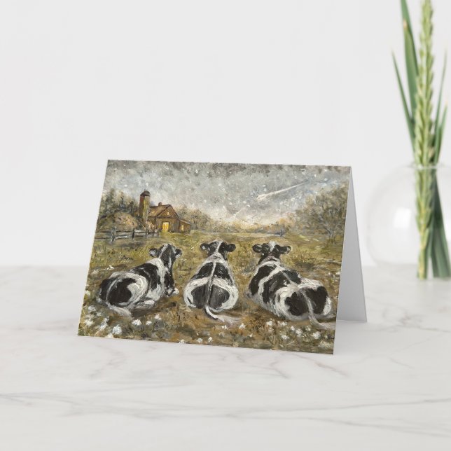 Cartão End of Day Cows Whimsical Farmhouse Cow Rustic  (Frente)