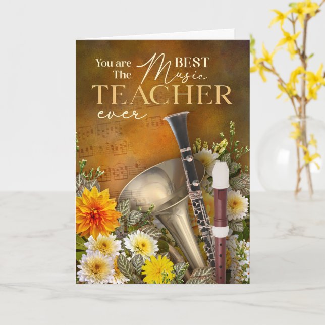 Cartão End-Of-Year Woodwind Music Teacher Thank You (Flor Amarela)