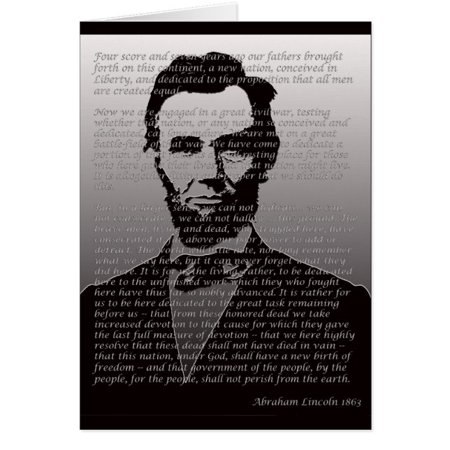 Cartão Endereço de Abraham Lincoln Gettysburg (Frente)
