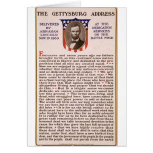 Cartão Endereço de Gettysburg por Abraham Lincoln 1863