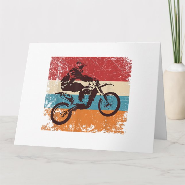 Cartão Enduro de Motocross em motocicleta retrô fora da e (Frente)