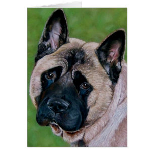 Cartão enegreça o cão enfrentado de akita com arte