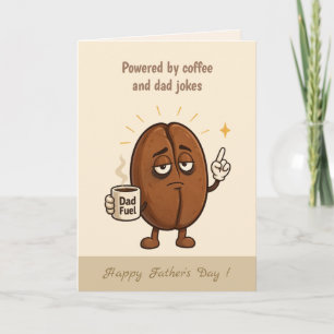 Cartão Energizado pelo Café Cute Coffee Bean Dia dos Pais