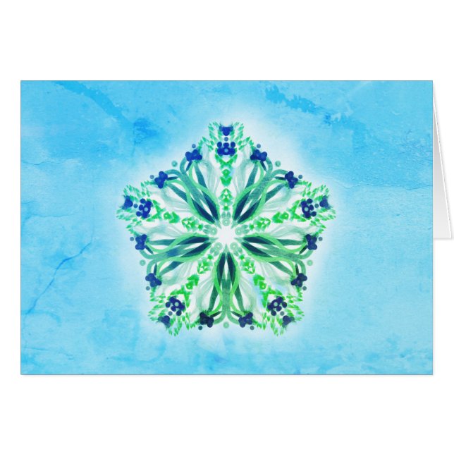 Cartão *~* Energy Healing Turquoise & Indigo Blue Mandala (Frente Horizontal)