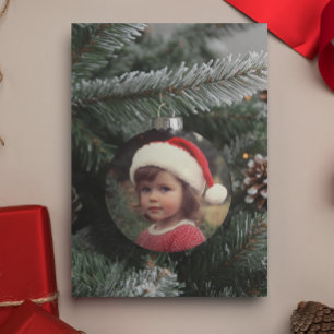 Cartão Enfeite de Foto de Árvore de Natal Personalizado