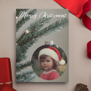 Cartão Enfeite de Foto de Árvore de Natal Personalizado