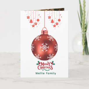 Cartão Enfeite de Natal de Floco de Neve Personalizado  C