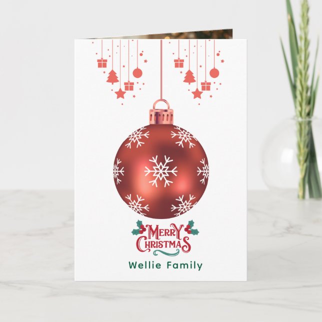 Cartão Enfeite de Natal de Floco de Neve Personalizado  C (Frente)
