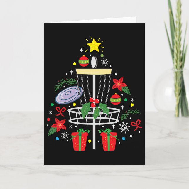 Cartão Enfeite de Natal de Frisbee de Disc Golf Árvore Pr (Frente)