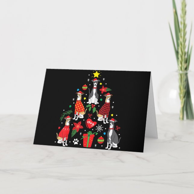 Cartão Enfeite de Natal de Galgo Italiano Árvore Mãe de C (Frente)