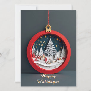 Cartão Enfeite de Natal em Papercraft Vila de Inverno