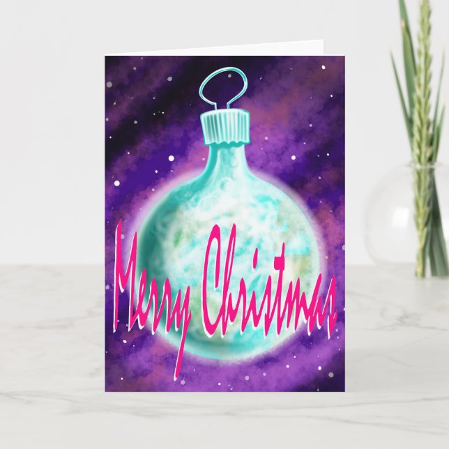 Cartão Enfeite de Natal Terra Feliz Natal (Frente)