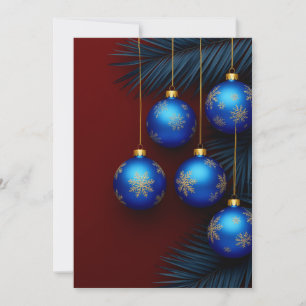 Cartão Enfeites de Natal Azuis Luxuosos 🎄✨Brilho de Feri