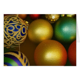 Cartão Enfeites de natal Blue Dourado Braid