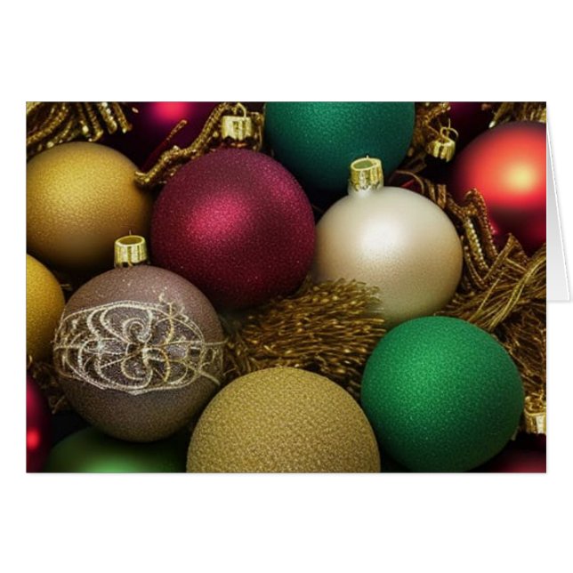 Cartão Enfeites de natal com bordados (Frente Horizontal)