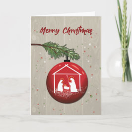 Cartão Enfeites de natal com o Manger